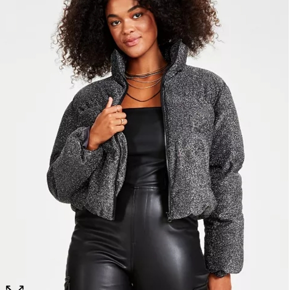 Bar III Jackets & Blazers - Bar lll Sparkle Cropped Puffer Jacket NWT $99 Size XS